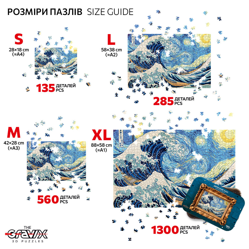 Drewniane Puzzle – „WIELKA FALA GWIAŹDZISTEJ NOCY”