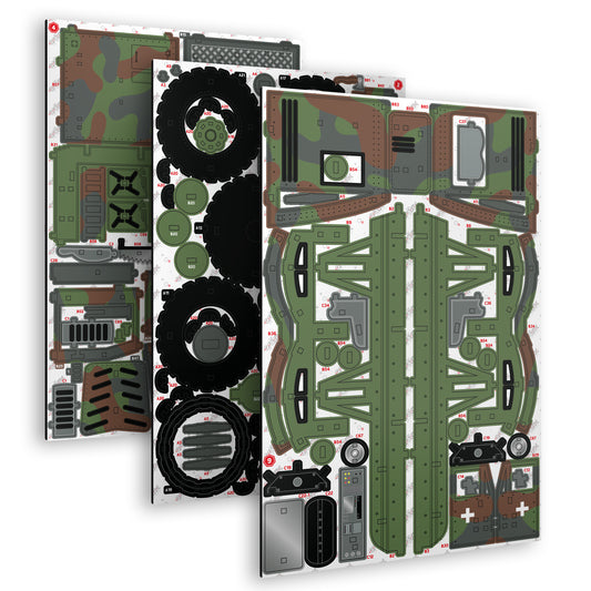 Drewniany 3D Konstruktor „Wojskowy Ciągnik Siłowy” – 475 części, 35 cm (04486)