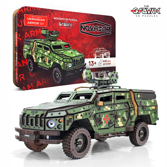 Drewniany 3D Konstruktor BBKM  „NOVATOR” – 445 części, 35 cm (04109)