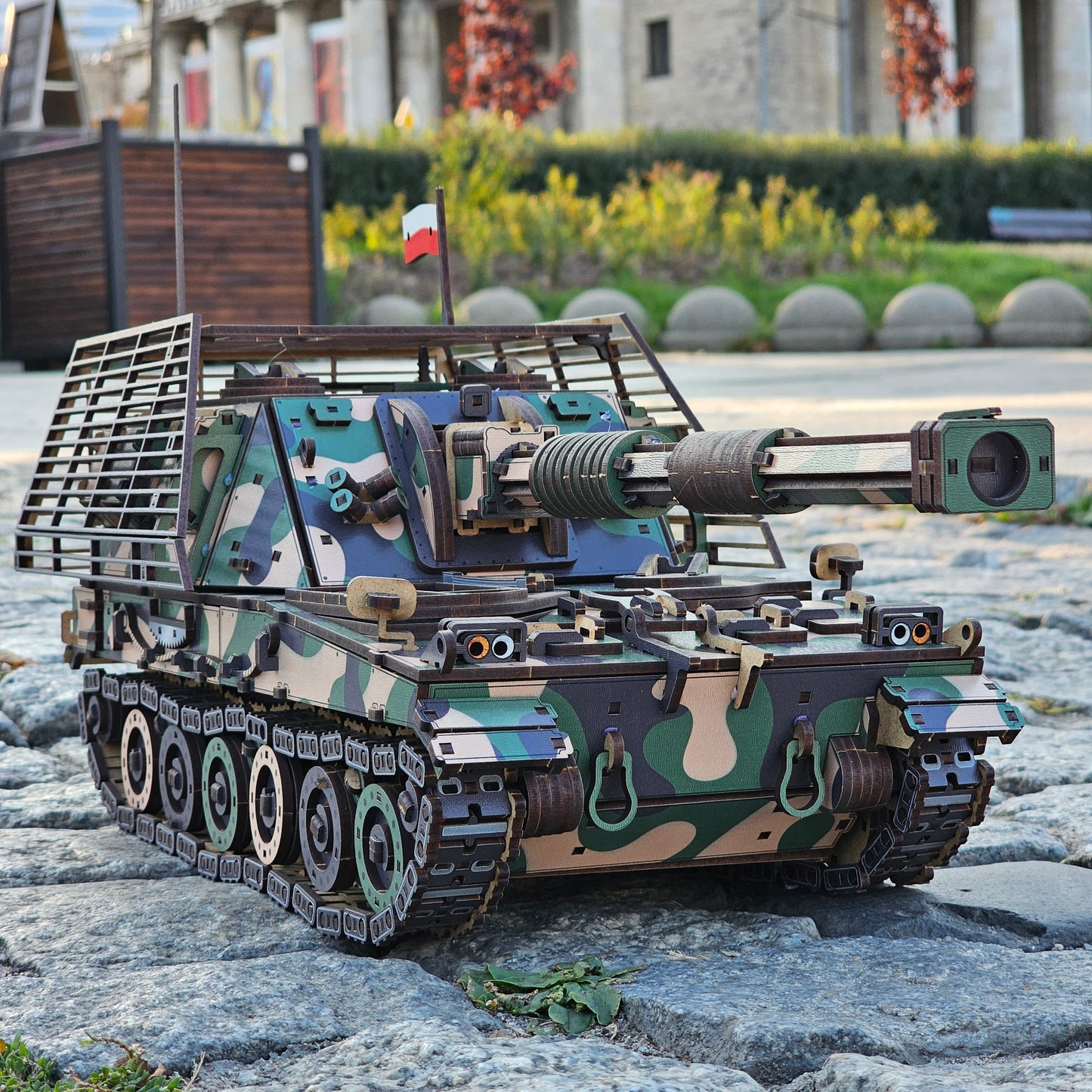 Drewniany 3D konstruktor „AHS KRAB” – samobieżna haubica, 966 elementów, 49 cm