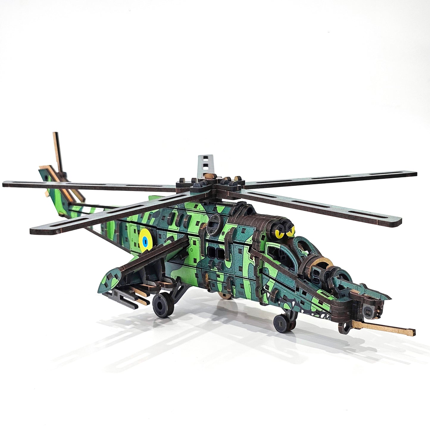 Drewniany 3D Konstruktor Śmigłowiec „MI-24 KROKODYL”” – 256 części, 41 cm (04308)