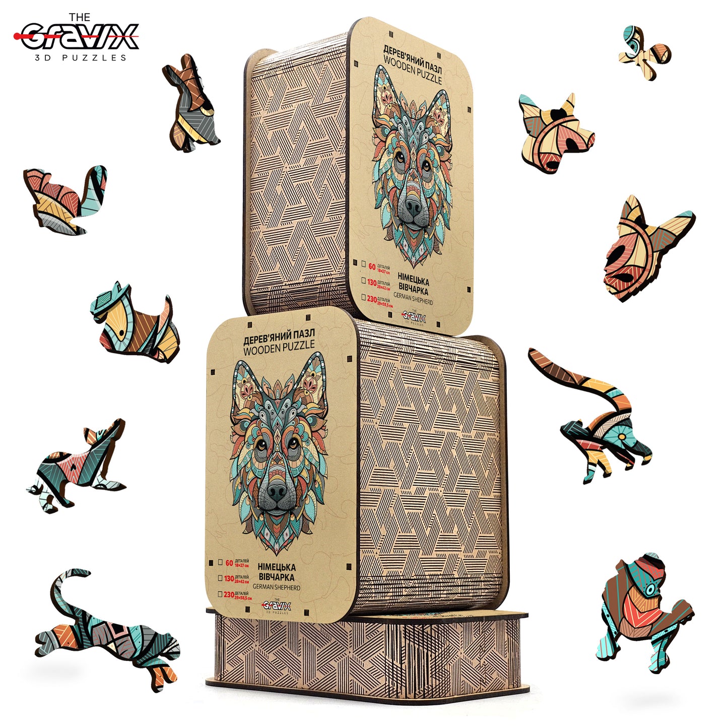 Drewniane Puzzle Figuralne – „OWCZAREK NIEMIECKI”