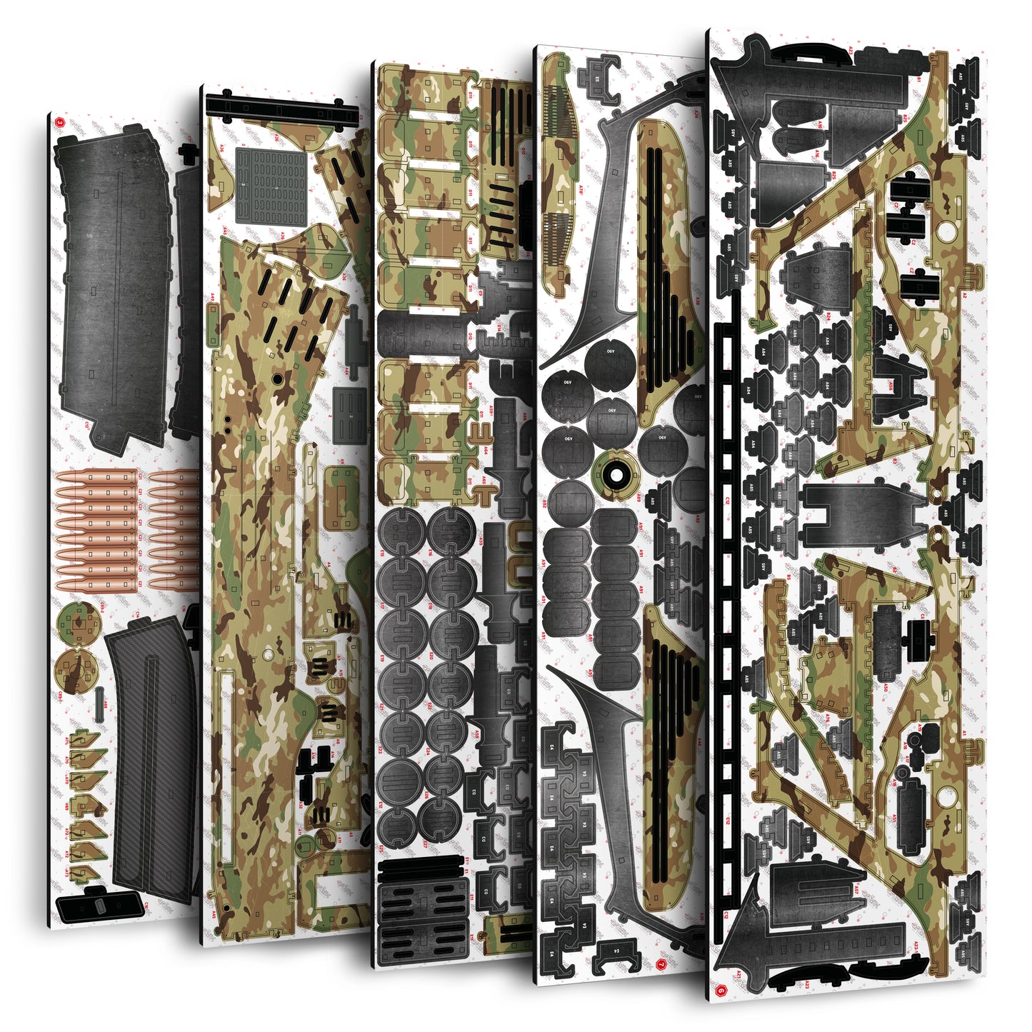 Drewniany 3D konstruktor „VULKAN-M – MALYUK” – karabin automatyczny (bullpup), 490 elementów, 70 cm