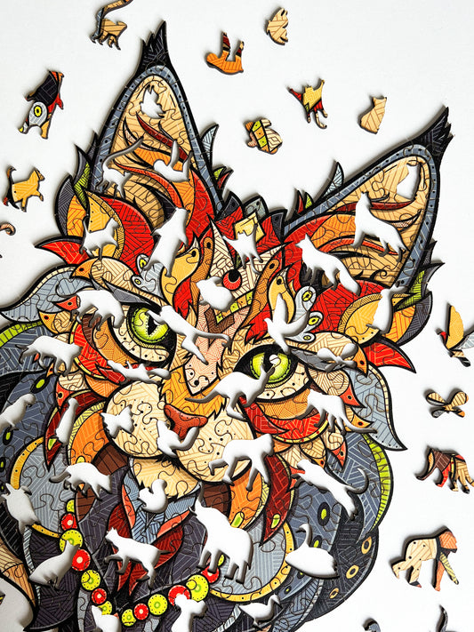 Drewniane Puzzle Figuralne – „MAINE COON”