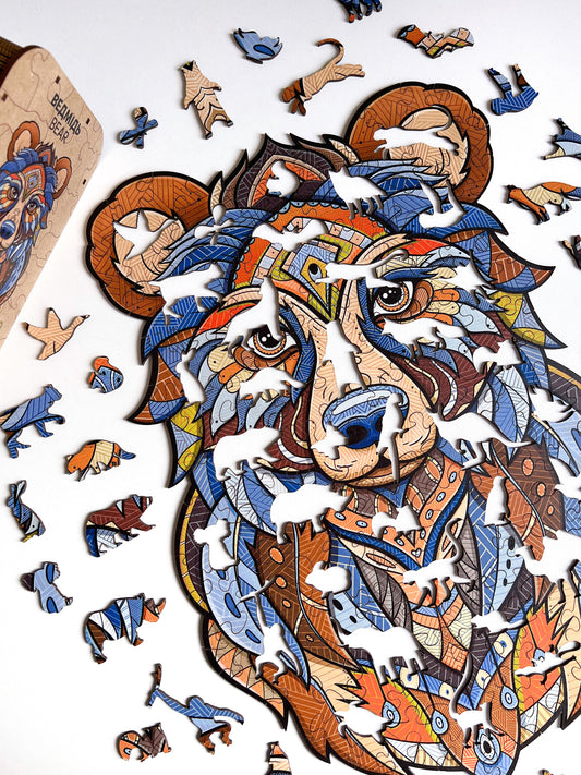 Drewniane Puzzle Figuralne – „NIEDŹWIEDŹ”