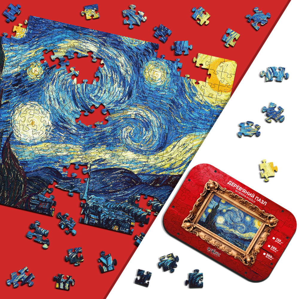 Drewniane Puzzle – „GWIAŹDZISTA NOC” wg Van Gogha