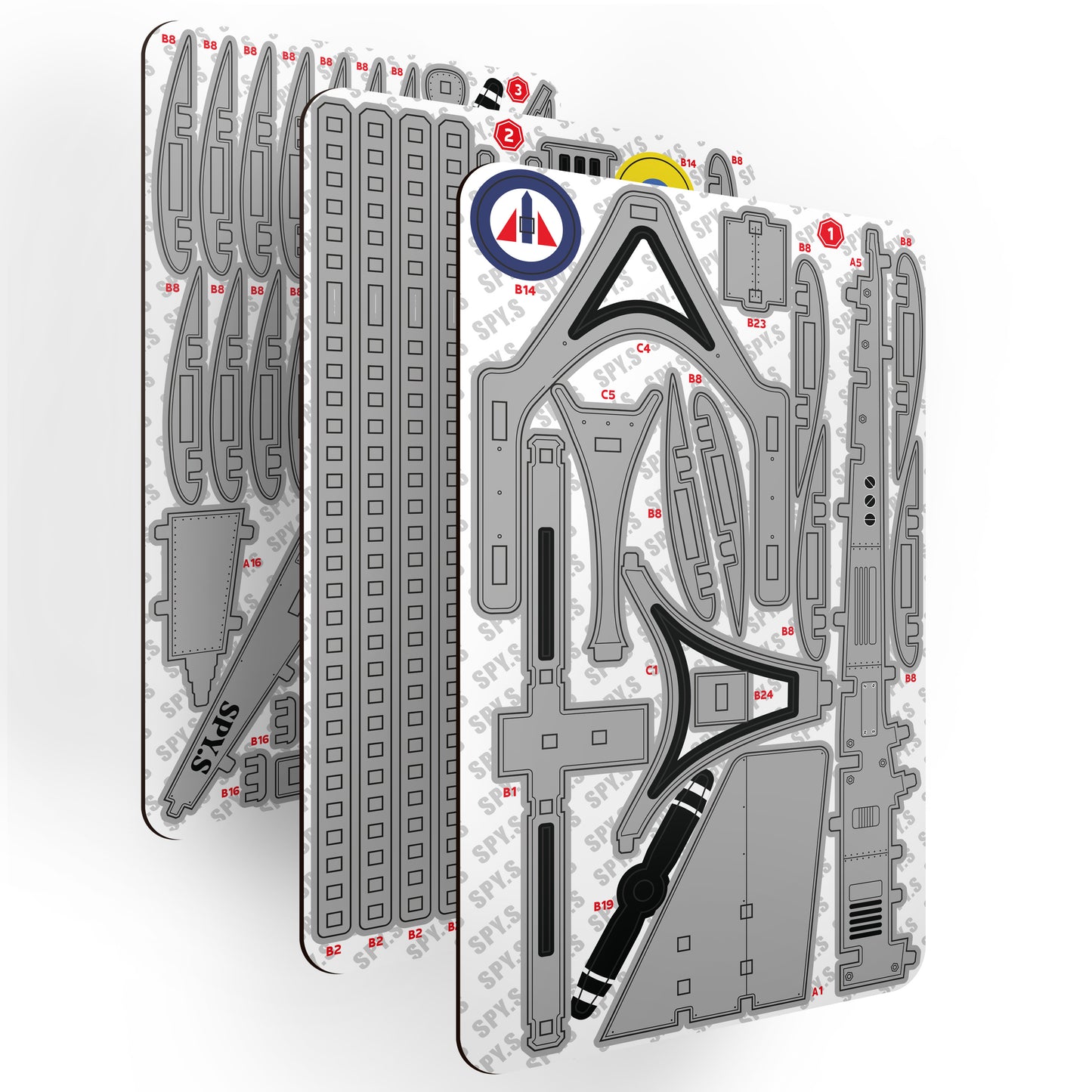 Drewniany 3D Konstruktor „BSP SPY-S” – 119 części, 38 cm (04375)
