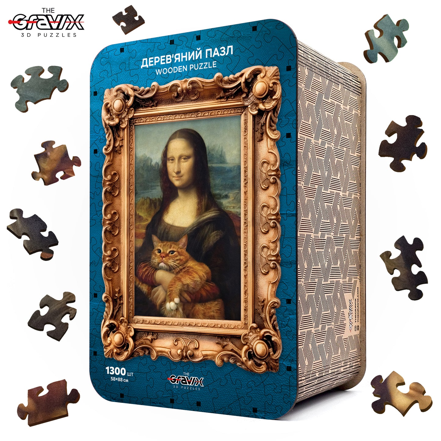 Drewniane Puzzle Figuralne – „MONA LISA Z KOTEM”