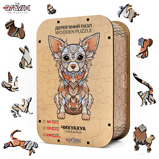 Drewniane Puzzle Figuralne – „CHIHUAHUA”